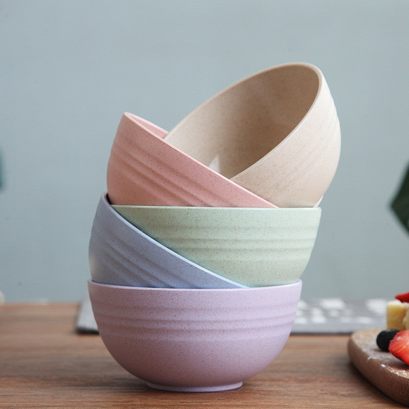 Quatro bowls de fibra de bambu em cores diferentes