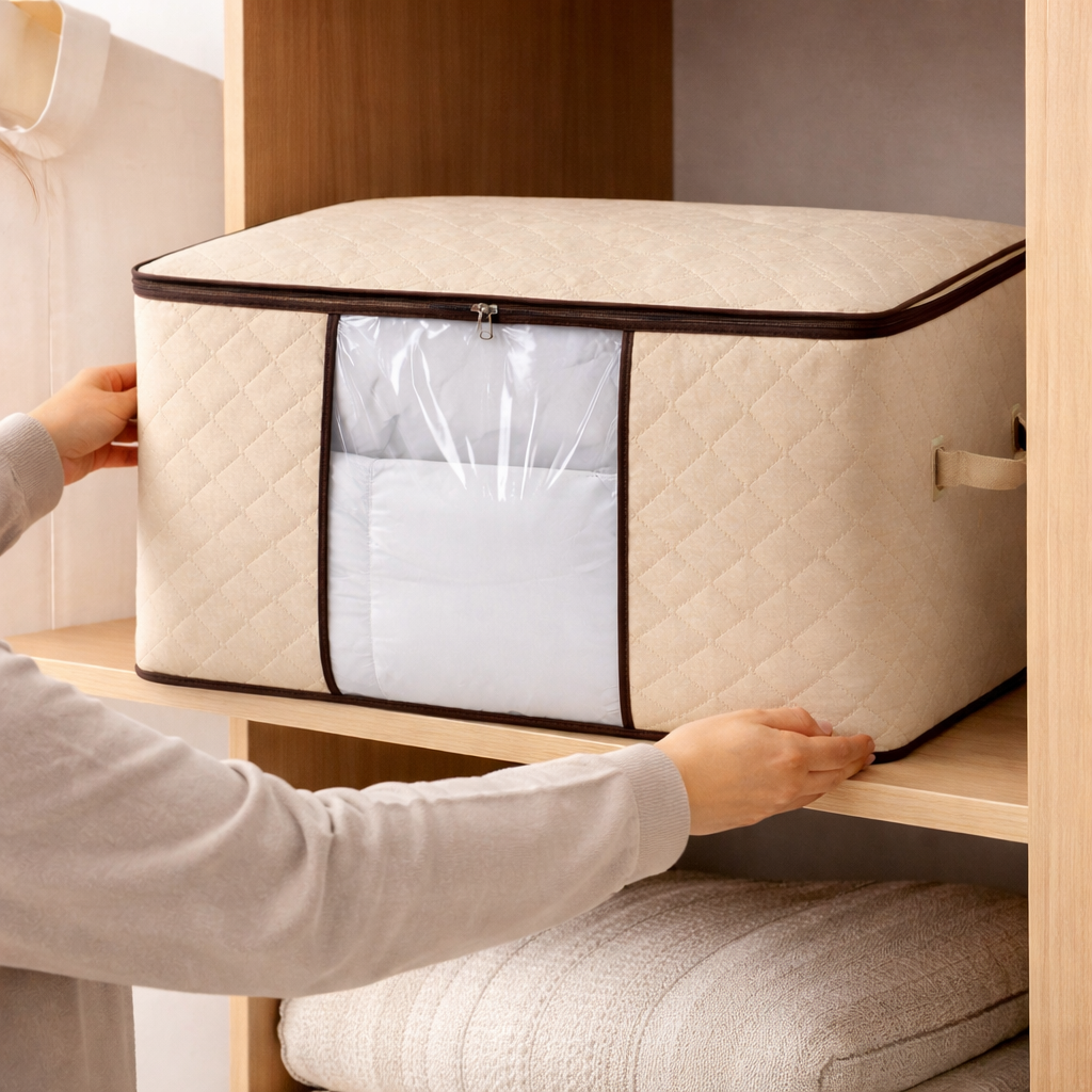 Bolsa Organizadora de Edredom Bege